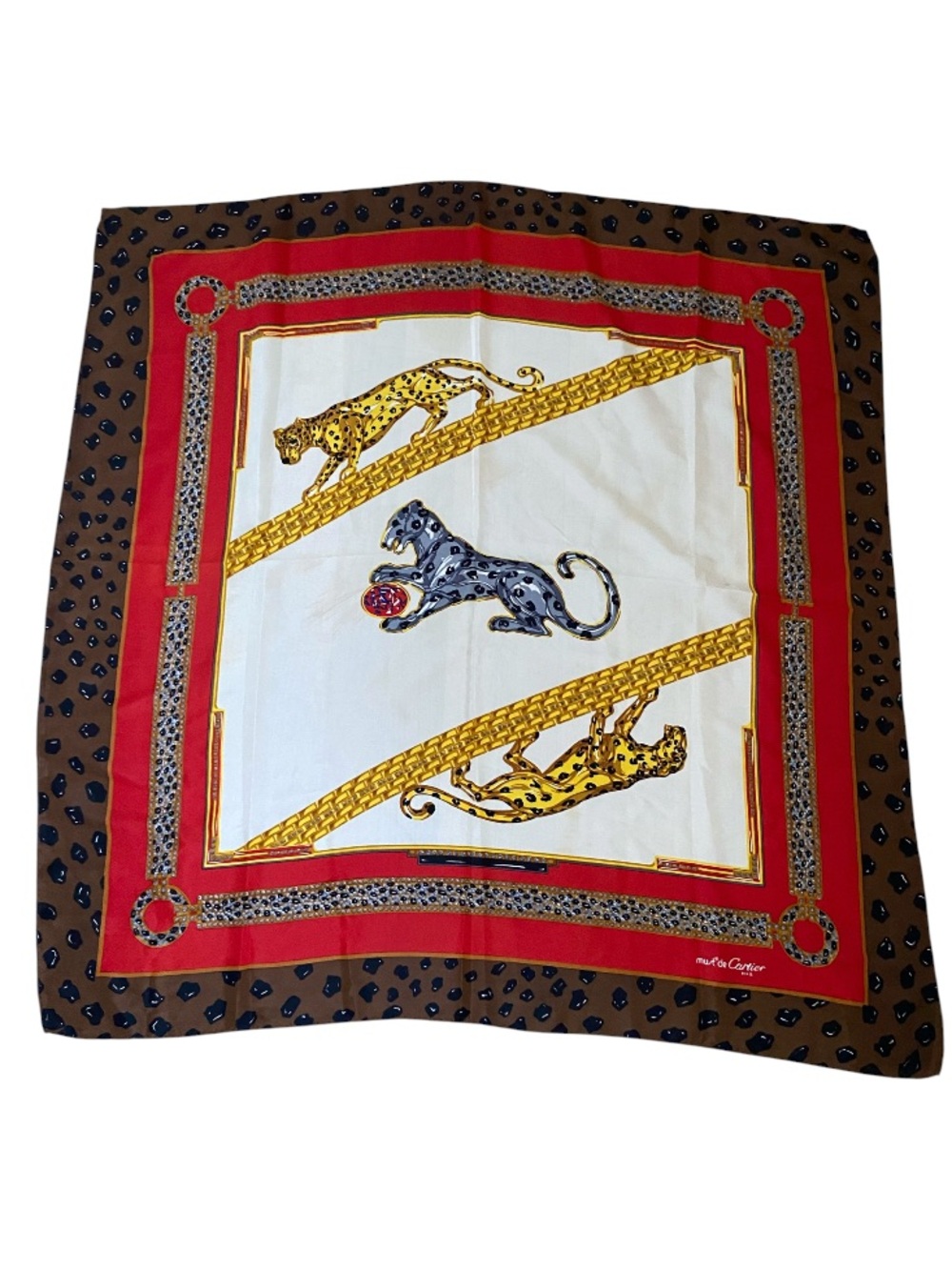 MUST de CARTIER Panther/Leopard Silk Scarf